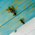 Turkusowa szafka z mandalą, orientalna, ciekawe uchwyty, wysyłka - 