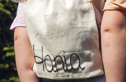 Bawełniany mini plecak miś z imieniem Hania