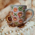 Kwiecisty kubek ręcznie malowany 300 ml. - ręcznie malowane