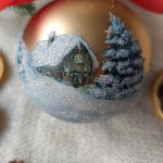 Ręcznie malowana bombka zimowy krajobraz (2), 10 cm - Jedna strona