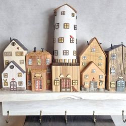 Wieszak - drewniane domki - na klucze i inne drobiazgi 10.