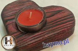 Świecznik drewniany świerk serce SSB purpura szelak Romy No. 13
