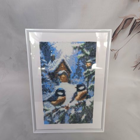 Obrazek diamentowy 20x30cm PTASZKI ZIMĄ