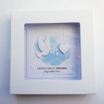 Minimalistyczna kartka z gołębicą na Chrzest - Biało-niebieska kartka na Chrzest w pudełku