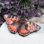 Motyl - duży wisiorek - pomarańcz i brąz - naszyjnik motyl