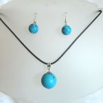 Turkusowe kule, wisiorek i kolczyki, komplet biżuterii z turkusami - 