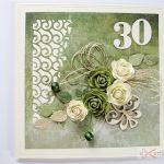 Kartka ROCZNICA ŚLUBU kremowo-zielona - Kremowo-zielona kartka na rocznicę ślubu