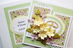 Kartka NA ŚLUB z kremowymi kwiatami