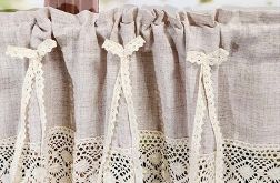 Zazdrostka boho do kuchni lambrekin z koronką kokardki SHABBY 140/60cm