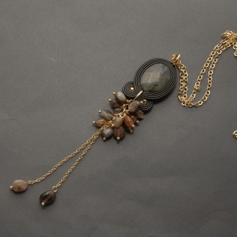 wisiorek sutasz z labradorytem i agatami