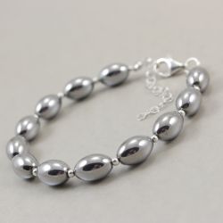 Hematyt i srebro - bransoletka