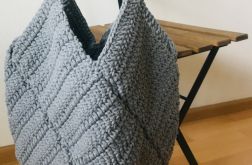 Duża torba ,szara torebka damska,siatka pleciona..