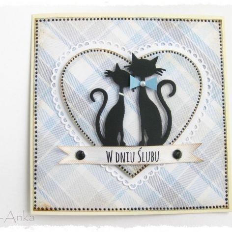 Kartka na ślub z kotkami