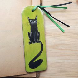 Zakładki malowane - Koty w zieleni