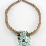 Naszyjnik ceramiczny,  Naszyjnik lniany z ceramiką - 