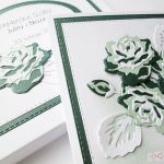 Kartka NA ŚLUB w zieleni - Biało-zielona kartka na ślub z różami