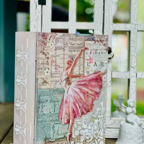 Kufer książka z motywem baletu, prezent, na biżuterię, na drobiazgi, dla niej