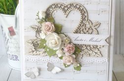 Kartka ślubna z motywem nut v.7