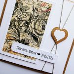 Kartka ślubna z różami boho na ślub vintage - Kartka na ślub boho ze sznurkiem
