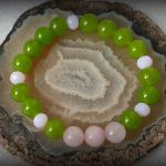  Kolekcja "bransoletki na bogato" - Nr 446 - bransoletka z kamienia green perydot stone , kwarcu rożowego oraz kryształków