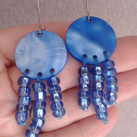Kolczyki z niebieskiej masy  perłowej