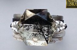 Zimny kryształ - bransoleta z żywicy i rzemieni