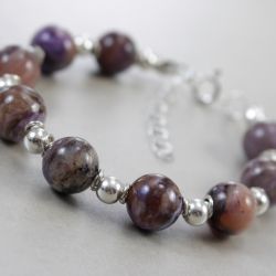 Czaroit w srebrze - bransoletka