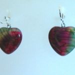 Zielono-fioletowy agat pajęczy, kolczyki serduszka - 