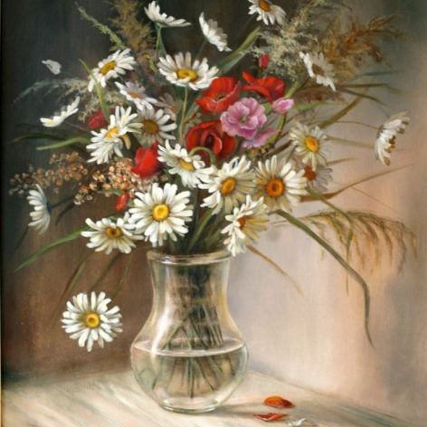 Bukiet Polnych Kwiatów,ręcznie malowany, olej