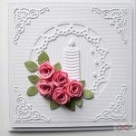 Kartka PAMIĄTKA CHRZTU w bieli #3 /1 - Biało-różowa Pamiątka Chrztu Świętego