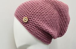 Czapka przejściowa beanie smerf bawełna różowa