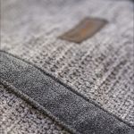 Duża shopperka z szarej plecionki i pudroworóżowej bukli - unikat handmade - 