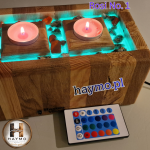 Świecznik LED RGB 3 drewna żywica Rosi No. 1 - 