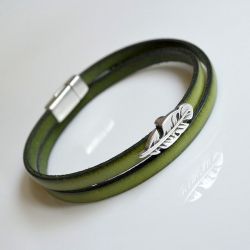 Bransoletka green leather *