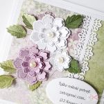 Kartka ROCZNICA ŚLUBU fioletowo-zielona - Fioletowo-zielona kartka na rocznicę ślubu z kwiatami