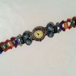 bransoletka z zegarkiem kolorowe koraliki - retro zegarek z bransoletką