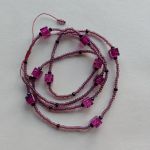 Naszyjnik Długi Sznur Kostki Fioletowe Szkło Weneckie - 