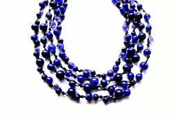 Kobalt naszyjnik sznurek i szkło