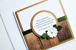 Kartka ŚLUBNA brązowo-zielona