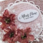 Kartka MŁODEJ PARZE w brązach - Pamiątka ślubu z brązowymi kwiatuszkami