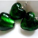Zielone serca, szkło weneckie, delikatny zestaw - 