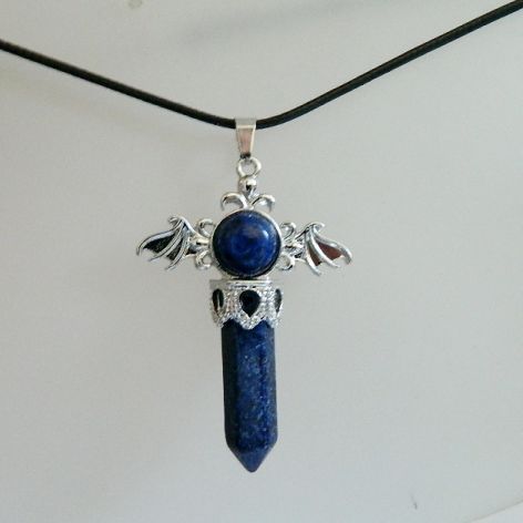 Lapis lazuli i tybetańskie srebro, oryginalny wisiorek Uniseks