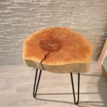 Stolik kawowy plaster drewna brzoza żywica - 