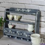 Półka kuchenna, drewniana, shabby chic, - 