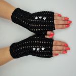 RĘKAWICZKI MITENKI HANDMADE KASZMIR CZARNE - 