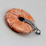 Jaspis cesarski i srebro - wisior - 