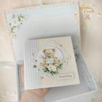 Pudełko wspomnień na chrzest "OhBabyMiś" blue - 