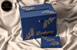 Komplet pudełek ślubnych - Granatowo złoty