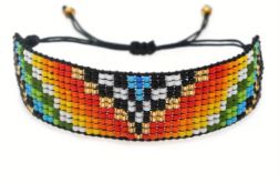 Bransoletka BOHO pleciona z koralików wielokolorowa