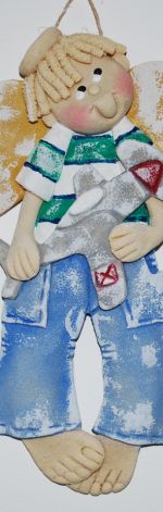 Kiedyś polecę - aniołek z masy solnej, prezent, dekoracja